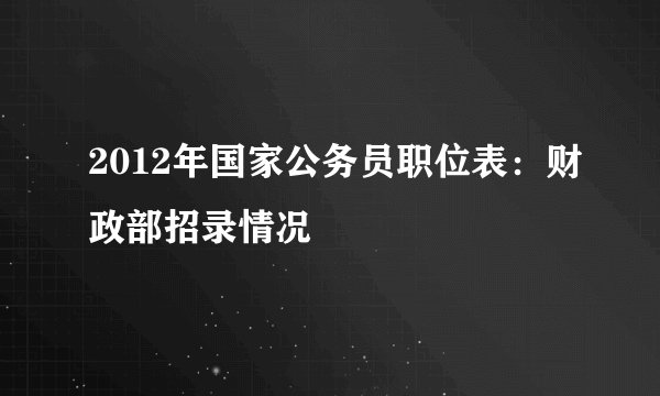 2012年国家公务员职位表：财政部招录情况