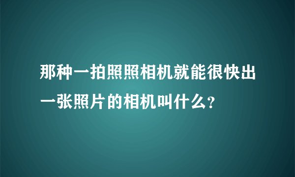 那种一拍照照相机就能很快出一张照片的相机叫什么？