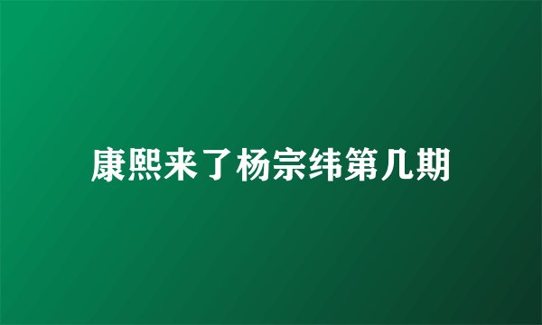 康熙来了杨宗纬第几期
