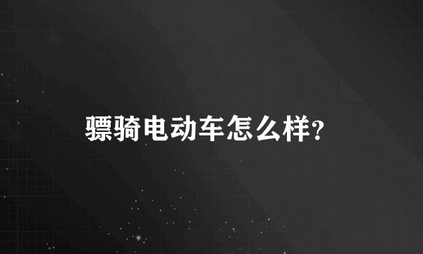 骠骑电动车怎么样?