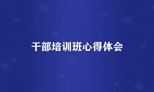 干部培训班心得体会