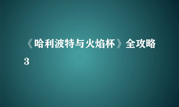 《哈利波特与火焰杯》全攻略3
