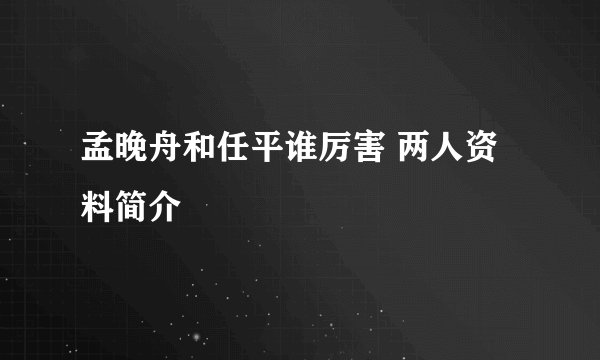 孟晚舟和任平谁厉害 两人资料简介