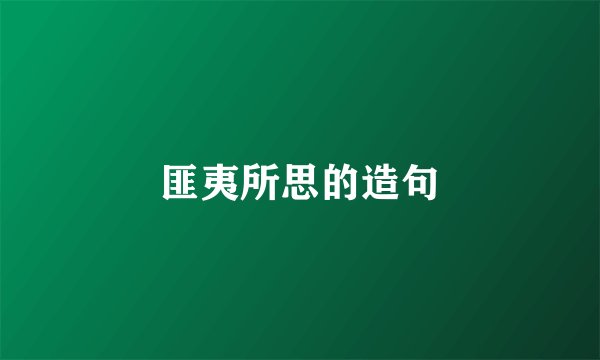匪夷所思的造句