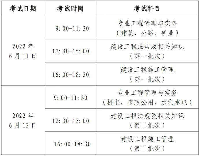 北京2022年二级建造师考试时间