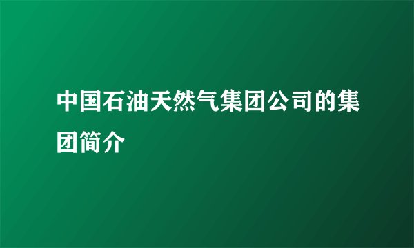 中国石油天然气集团公司的集团简介