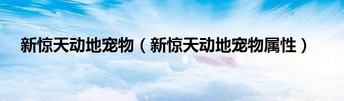 新惊天动地宠物（新惊天动地宠物属性）