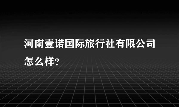 河南壹诺国际旅行社有限公司怎么样?