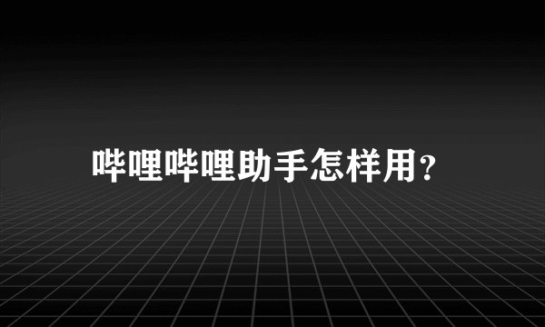 哔哩哔哩助手怎样用？