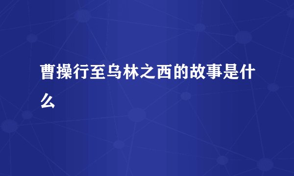 曹操行至乌林之西的故事是什么