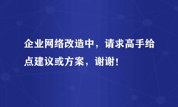 企业网络改造中,请求高手给点建议或方案,谢谢!