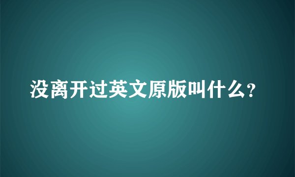 没离开过英文原版叫什么？