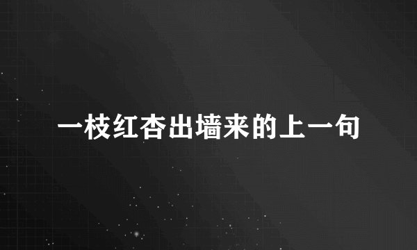 一枝红杏出墙来的上一句