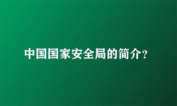 中国国家安全局的简介？