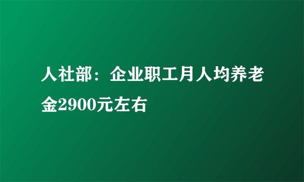 人社部：企业职工月人均养老金2900元左右
