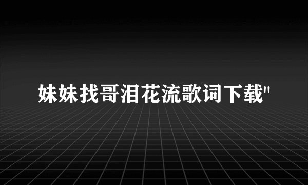 妹妹找哥泪花流歌词下载