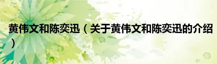 黄伟文和陈奕迅（关于黄伟文和陈奕迅的介绍）