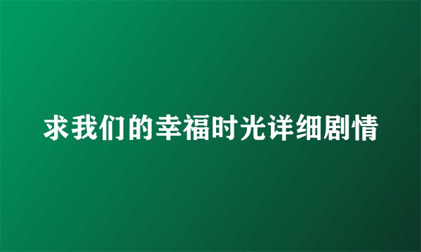 求我们的幸福时光详细剧情