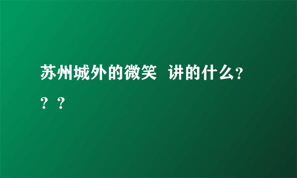 苏州城外的微笑 讲的什么???