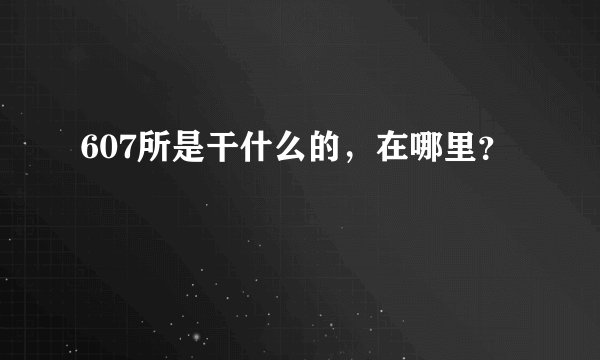 607所是干什么的,在哪里?