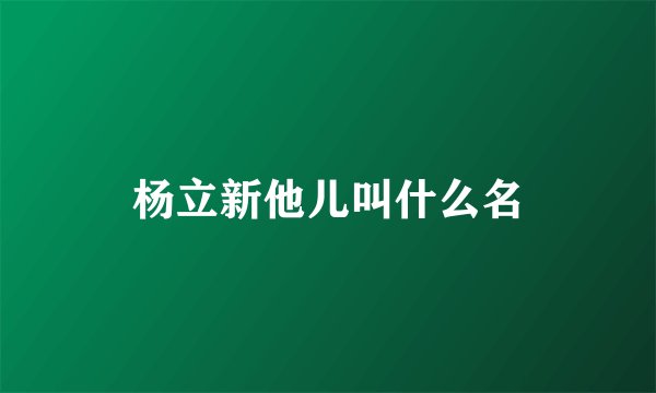 杨立新他儿叫什么名