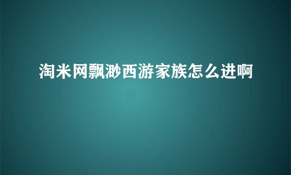淘米网飘渺西游家族怎么进啊