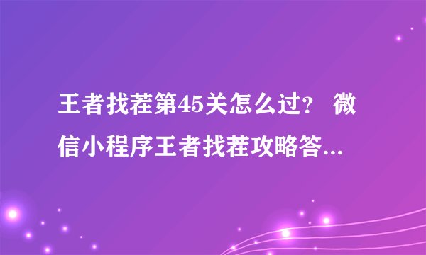 王者找茬第45关怎么过? 微信小程序王者找茬攻略答案第45关