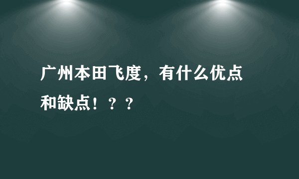 广州本田飞度，有什么优点 和缺点！？？