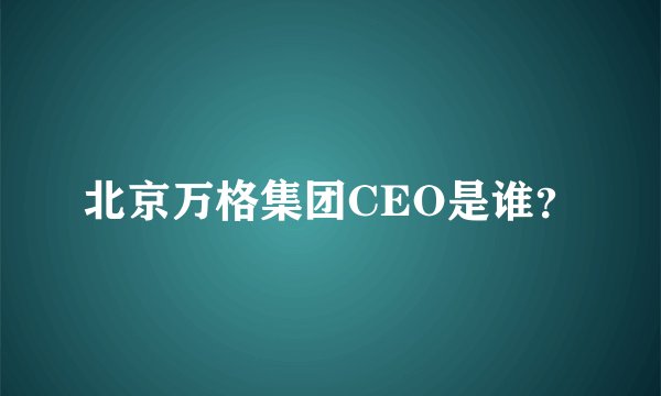 北京万格集团CEO是谁？