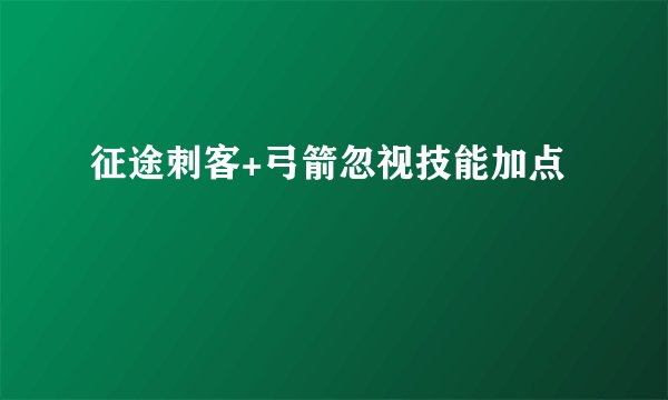 征途刺客+弓箭忽视技能加点