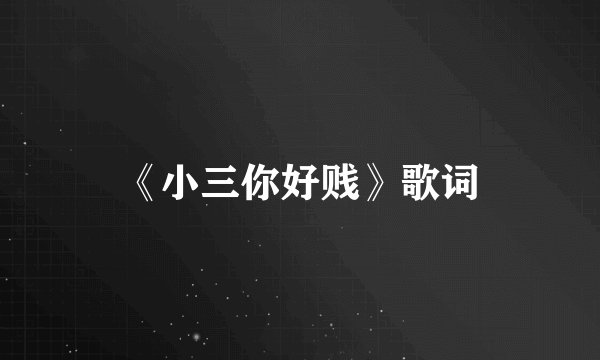 《小三你好贱》歌词