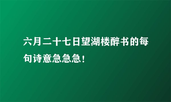 六月二十七日望湖楼醉书的每句诗意急急急！