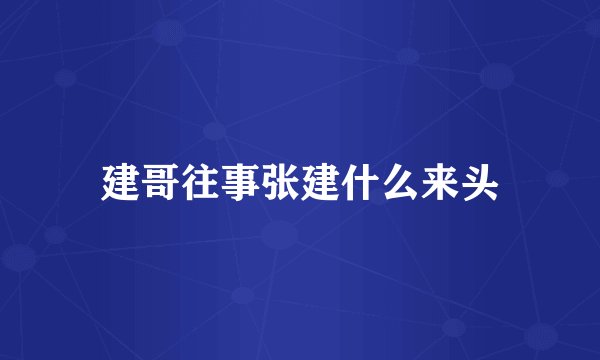建哥往事张建什么来头