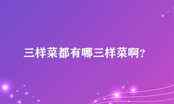 三样菜都有哪三样菜啊？