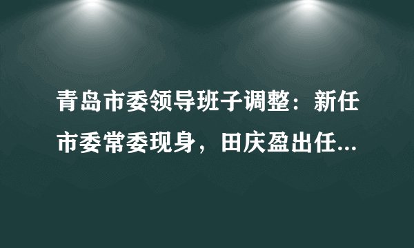 青岛市委领导班子调整：新任市委常委现身，田庆盈出任潍坊代市长