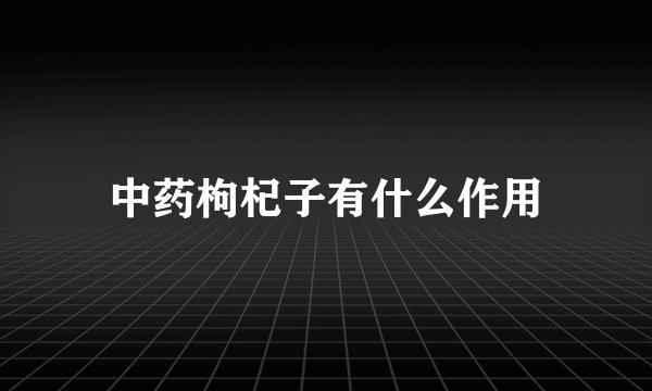 中药枸杞子有什么作用