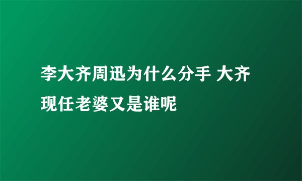 李大齐周迅为什么分手 大齐现任老婆又是谁呢