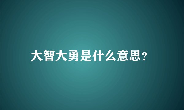 大智大勇是什么意思？