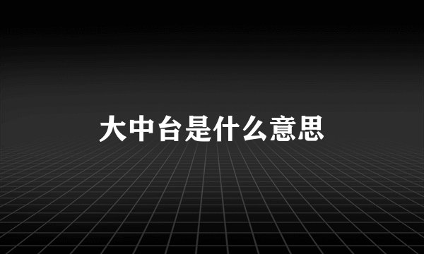 大中台是什么意思