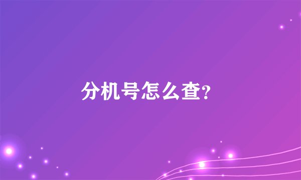 分机号怎么查？