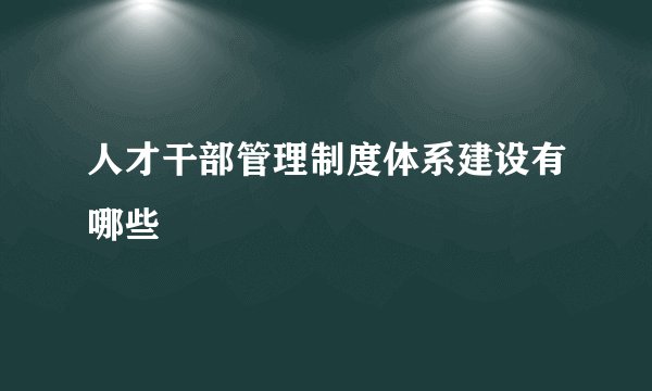 人才干部管理制度体系建设有哪些