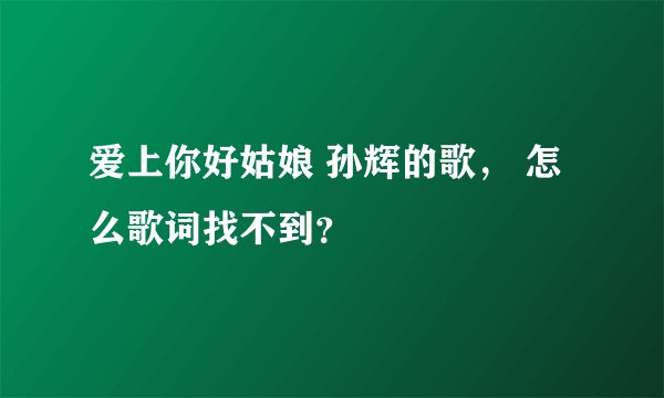 爱上你好姑娘 孙辉的歌， 怎么歌词找不到？