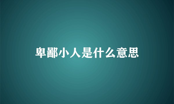 卑鄙小人是什么意思
