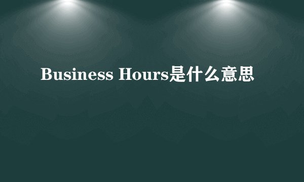 Business Hours是什么意思