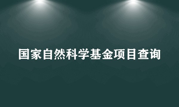 国家自然科学基金项目查询