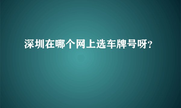 深圳在哪个网上选车牌号呀？