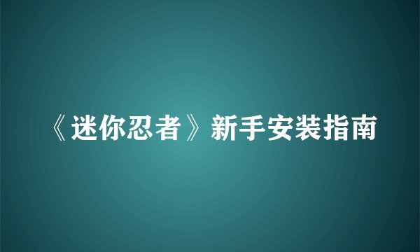 《迷你忍者》新手安装指南