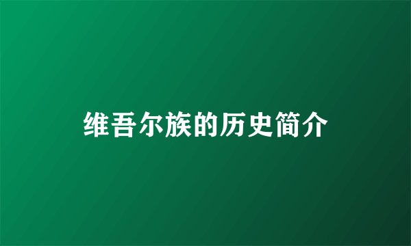 维吾尔族的历史简介