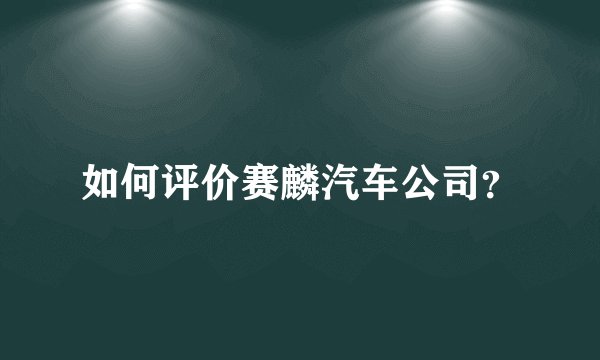 如何评价赛麟汽车公司？