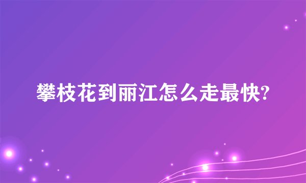 攀枝花到丽江怎么走最快?